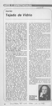 Tejado de vidrio : [comentario] [artículo] Patricia Bande.