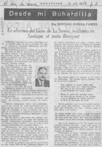 Ex-alumnos del Liceo de La Serena, residentes en Santiago, al poeta Binvignat