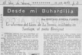 Ex-alumnos del Liceo de La Serena, residentes en Santiago, al poeta Binvignat