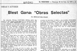 Blest Gana: "obras selectas"  [artículo] Hernán del Solar