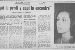Aquí la perdí y aquí la encontré"  [artículo] M. Eugenia Di Doménico.