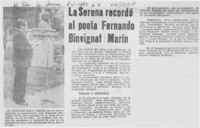 La Serena recordó al poeta Fernando Binvignat Marín.