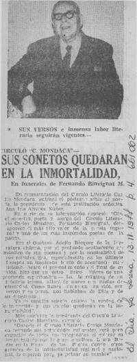 Sus sonetos quedarán en la inmortalidad.  [artículo]