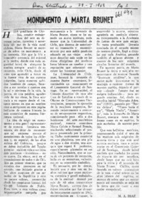 Monumento a Marta Brunet.  [artículo] M. A. Díaz