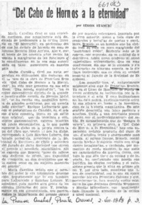 Del cabo de hornos a la eternidad"  [artículo] Simón Stancic.