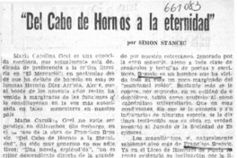 Del cabo de hornos a la eternidad"  [artículo] Simón Stancic.