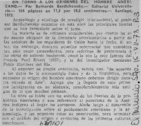 En torno alos orígenes del hombre americano.  [artículo]