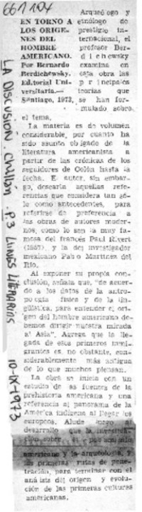 En torno alos orígenes del hombre americano.  [artículo]