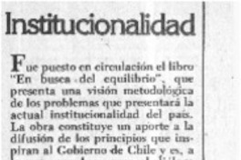 Institucionalidad.  [artículo]