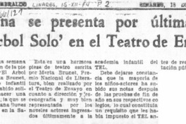 Mañana se presenta por última vez "El árbol solo" en el teatro de ensayo.  [artículo]