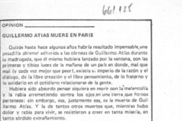 Guillermo Atías muere en París  [artículo] Claudio Betsabel.