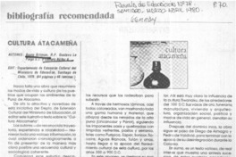 Cultura atacameña  [artículo] Enrique Becerra Soto.