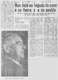 Nos dejó un legado de amor a su tierra y a su pueblo.