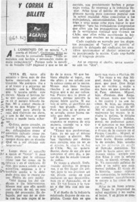 Y corría el billete  [artículo] Agapito.