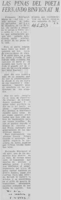 Las penas del poeta Fernando Binvignat M.