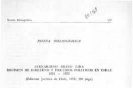 Régimen de gobierno y partidos políticos en Chile, 1924-1973  [artículo] Sergio Carrasco Delgado.