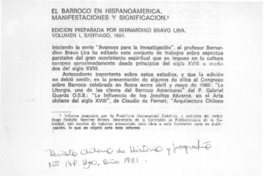 El barroco en hispanoamérica, manifestaciones y significación  [artículo] Isabel Cruz Ovalle.
