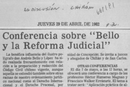 Conferencia sobre "Bello y la Reforma Judicial".  [artículo]