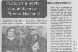 Postulan a poeta comquimbano al Premio Nacional.