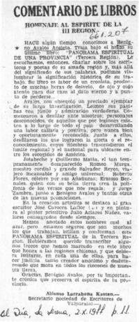 Homenaje al espiritu de la III región : [comentario] [artículo] Alfonso Larrahona Kästen.