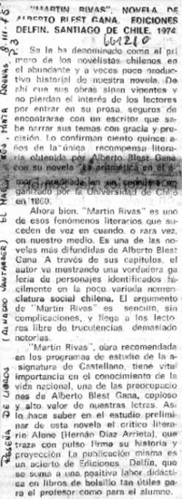 Martín Rivas"  [artículo] Almagro Santander.