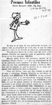 Poemas Infantiles  [artículo] Efraín Barquero.