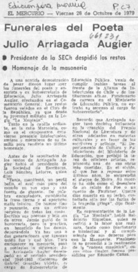 Funerales del poeta Julio Arriagada Augier.  [artículo]