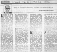 Manuel Bianchi, defensor de la soberanía antártica  [artículo] Oscar Pinochet de la Barra.