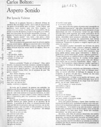 Aspero sonido  [artículo] Ignacio Valente.