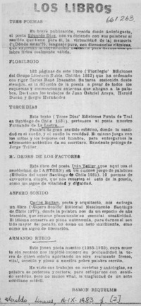 Los libros  [artículo] Ramón Riquelme.