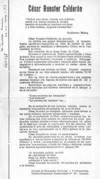 César Bunster Calderón  [artículo] Guillermo Matta.