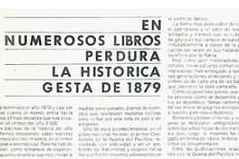 En numerosos libros perdura la histórica gesta de 1879.