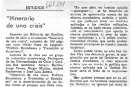 Itinerario de una crisis".  [artículo]