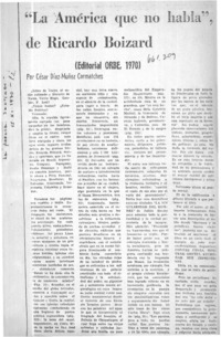 La Améica que no habla", de Ricardo Boizard  [artículo] César Díaz-Muñoz Cormatches.