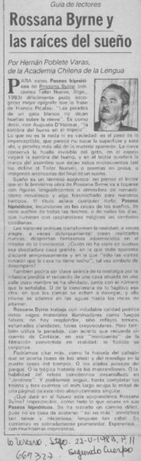 Rossana Byrne y las raíces del sueño  [artículo] Hernán Poblete Varas.