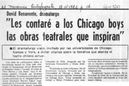 Les contaré a los Chicago boys las obras teatrales que inspiran".  [artículo]
