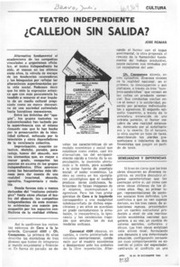 Teatro independiente ¿Callejón sin salida?