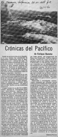 Crónicas del pacífico  [artículo] Modesto Parera.