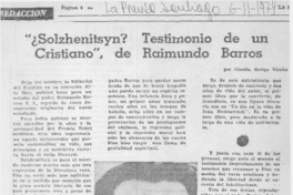 ¿Solzhenitsyn? testimonio de un critiano, de Raimundo Barros