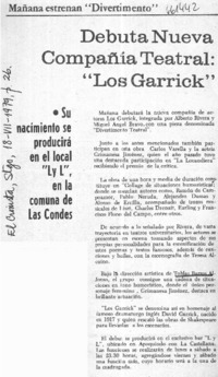 Debuta nueva compañía teatral, "Los Garrick".