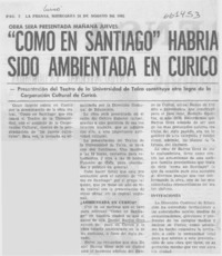 "Como en Santiago" habría sido ambientada en Curicó