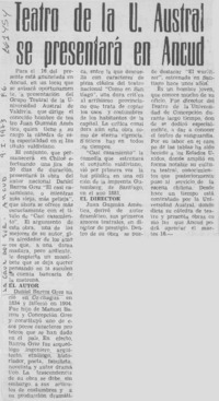 Teatro de la U. Austral se presentará en Ancud.