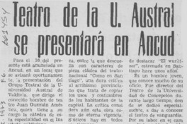 Teatro de la U. Austral se presentará en Ancud.