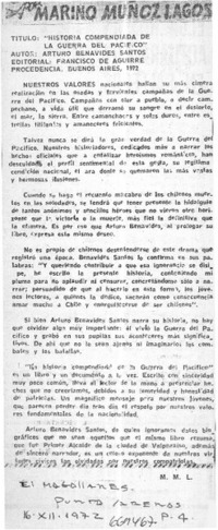 Historia compendiada de la Guerra del pacífico"  [artículo] Marino Muñoz Lagos.