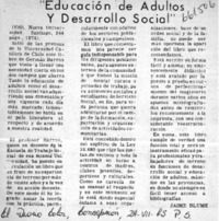 "Educación de adultos y desarrollo social"