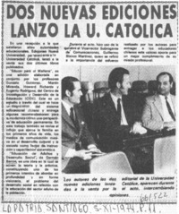 Dos nuevas ediciones lanzó la U. Católica.
