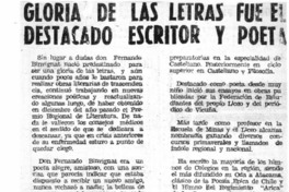Gloria de las letras fue el destacado escritor y poeta.  [artículo]