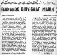 Fernando Binvignat Marín  [artículo] P. Vega G.