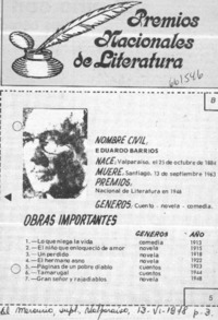 Premios nacionales de literatura.