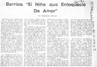 Barrios, "El niño que enloqueció de amor"